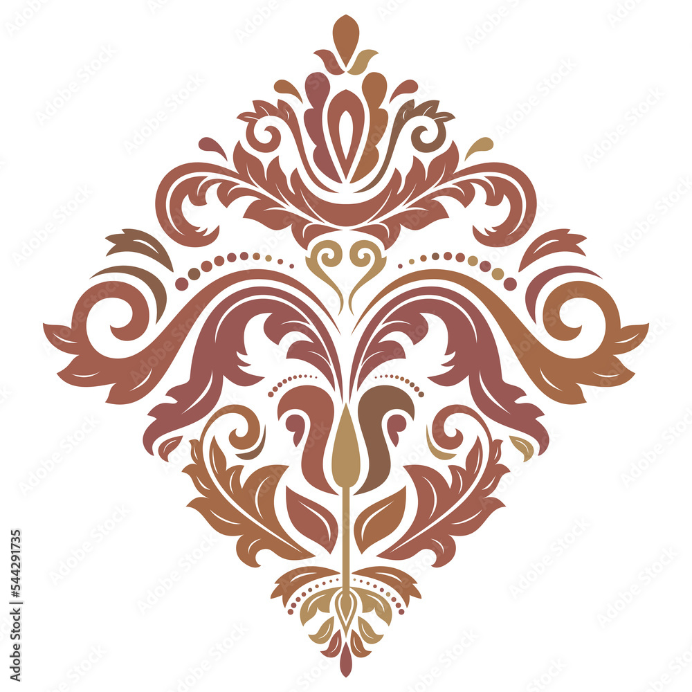 Oriental vector ornament with arabesques and floral elements. Traditional colored classic ornament. Vintage pattern with arabesques