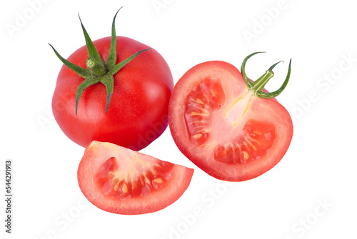 Ripe tomatoes on transparent with PNG.