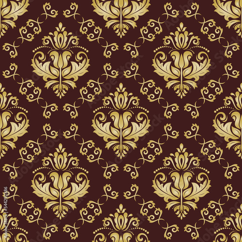 Orient vector classic brown and golden pattern. Seamless abstract background with vintage elements. Orient pattern. Ornament for wallpapers and packaging