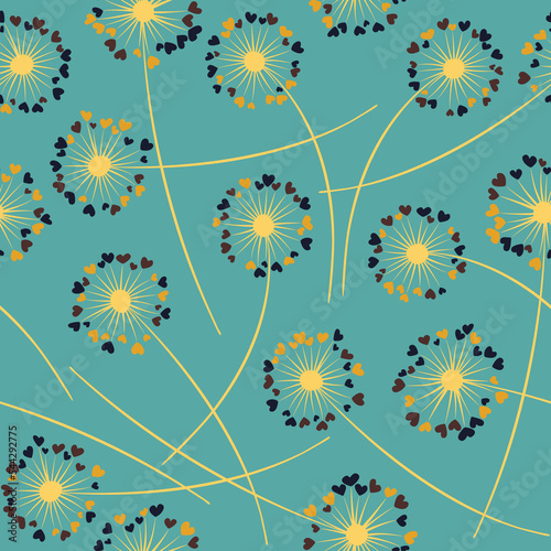Dandelion blowing vector floral seamless pattern.