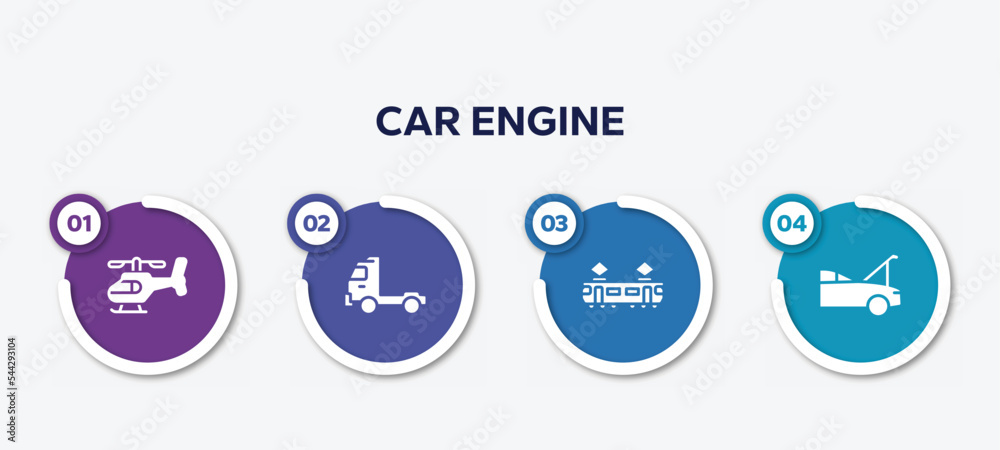 infographic element template with car engine filled icons such as helicopter side view, pickup truck side view, tram side view, hood open vector. infographic element template with car engine filled icons such as helicopter side view, pickup truck side view, tram side view, hood open vector.