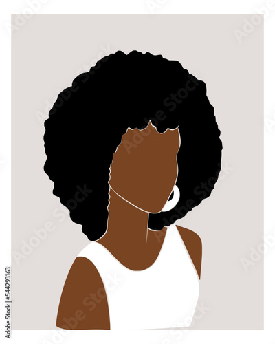 Minimal Afro Woman Vector Illustration