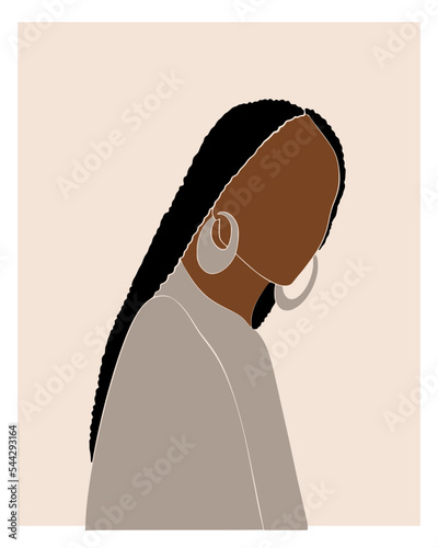 Minimal Afro Woman Vector Illustration