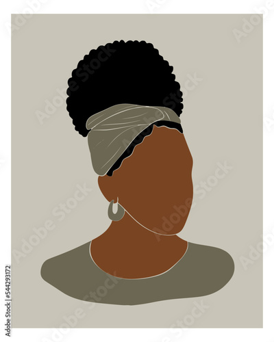 Minimal Afro Woman Vector Illustration