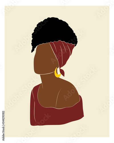 Minimal Afro Woman Vector Illustration