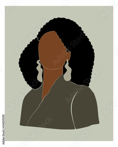 Minimal Afro Woman Vector Illustration