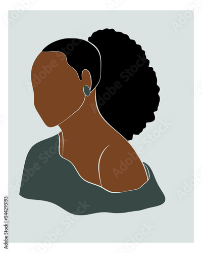 Minimal Afro Woman Vector Illustration