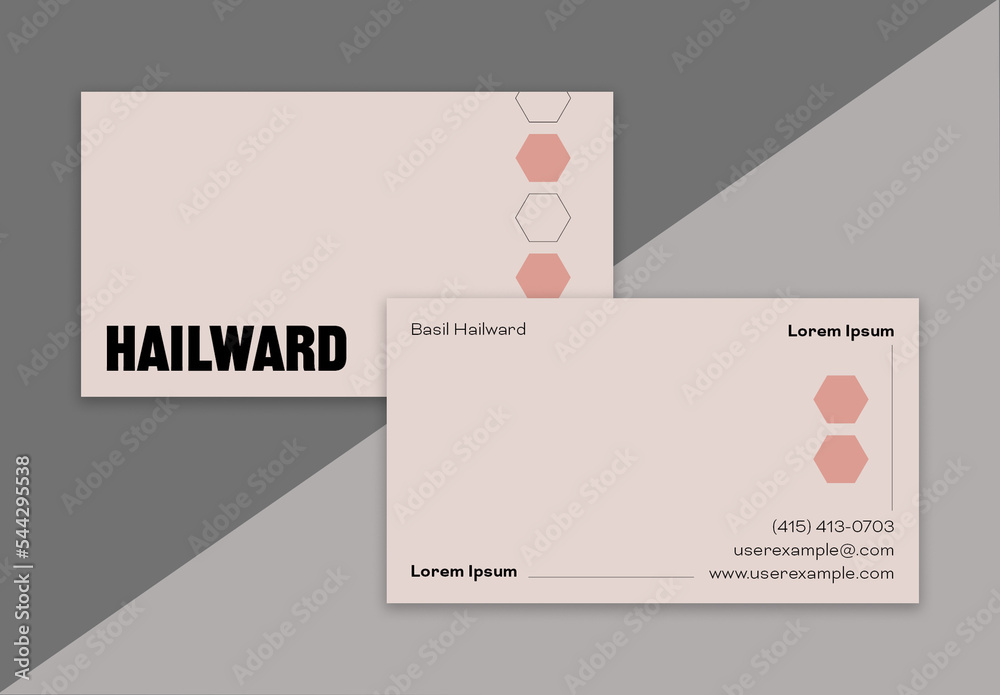 Beige and Pink Business Card Stock Template Adobe Stock