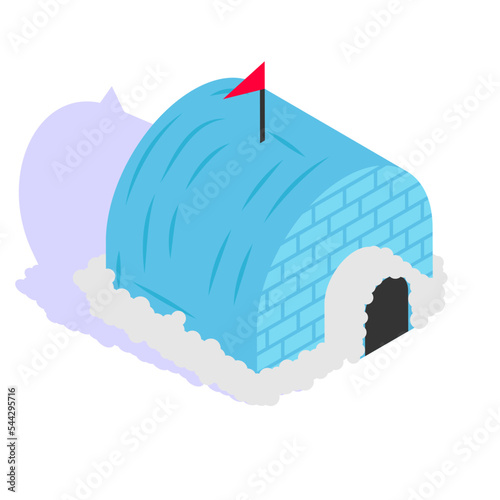 Igloo Concept, aputiak or iglu Vector isometric Icon Design, Winter Season activities Symbol, Coldest Weather Sign, Snow and frost Stock Illustration photo