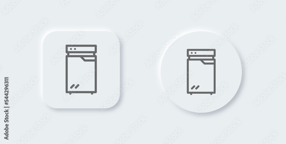 Freezer line icon in neomorphic design style. Refrigerator signs vector illustration. Freezer line icon in neomorphic design style. Refrigerator signs vector illustration.
