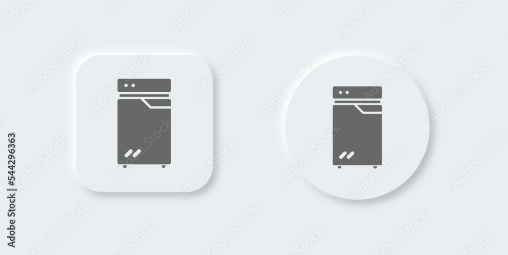 Freezer solid icon in neomorphic design style. Refrigerator signs vector illustration. Freezer solid icon in neomorphic design style. Refrigerator signs vector illustration.