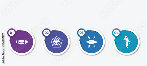 infographic element template with filled icons such as sterile mask, , myaia, difficulty breathing