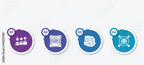 infographic element template with filled icons such as people, sample, microorganism, spreading vector.