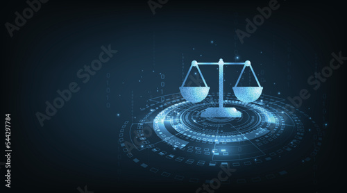 Internet law concept.Cyber Law as digital legal services Labor law, Lawyer, on Dark Blue blurred background.	