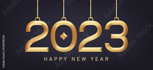 2023 3d Gold Numbers. Christmas Ornament Decoration. Banner For New Year Greeting Card.