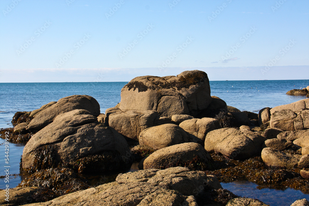 View of the sea on the coast of Brittany near Pont-l'Abbé View of the sea on the coast of Brittany near Pont-l'Abbé