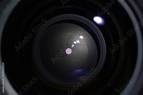 old photo camera with bellows and lens