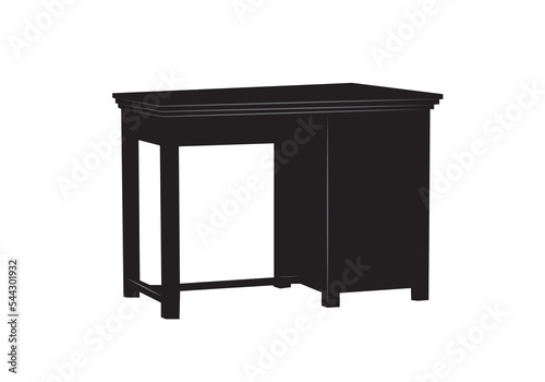 Wooden traditional table vector icon. Office work desk, modern furniture.