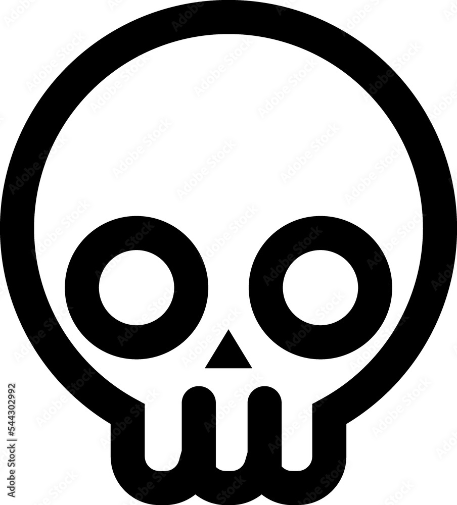 cartoon skull line icon
