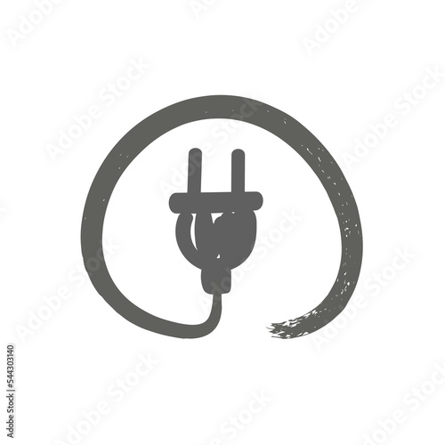 electric plug textured brush icon on white background