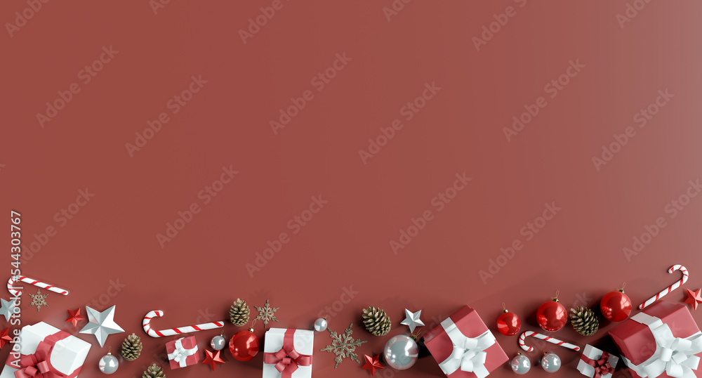 Christmas background with christmas decoration - 3d rendering