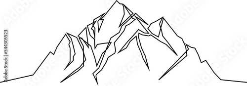 Line Drawing Mountains Hills