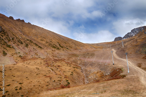 A beautiful panorama of a mountain landscape in clear summer weather.