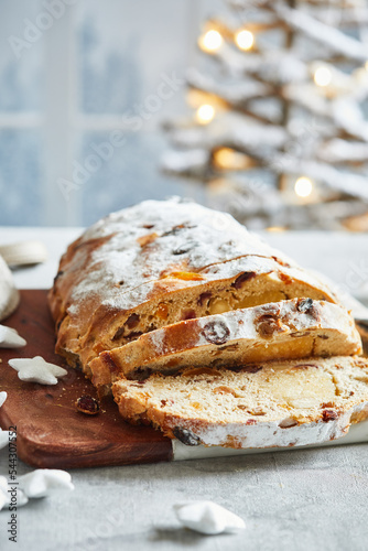 Christmas stollen in winter setting