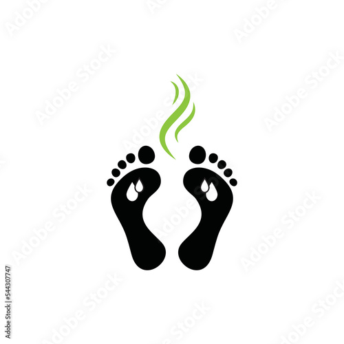 Foot Perspiration Icon, Smelly Feet Symbol, Sweaty Legs, Smell Human Bare Foot Prints, Vector Illustration