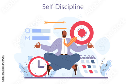 Soft skills concept. Business people or employee with self-discipline skill.