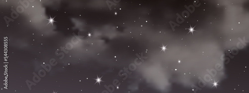 Night sky with clouds and many stars