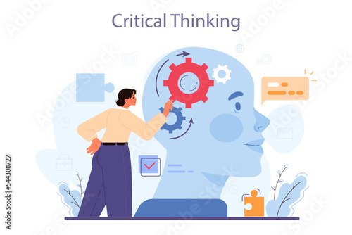 Soft skills concept. Business people or employee with critical thinking skill.
