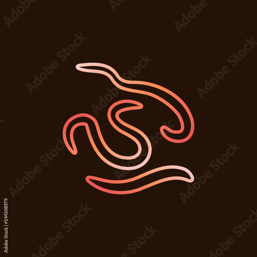Nematodes vector concept colorful linear icon or sign