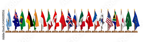 Set flags G20 on white back...