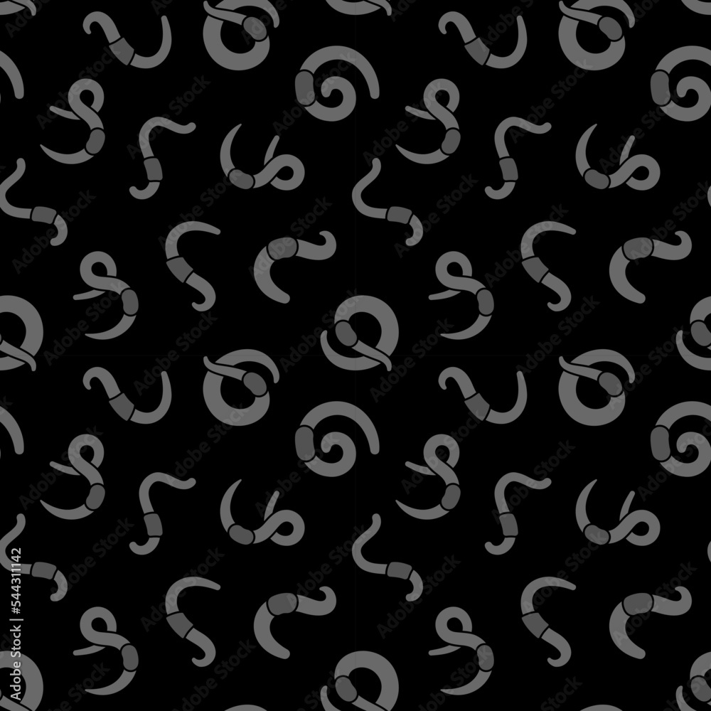 Rainworms vector dark Seamless Pattern with Worms