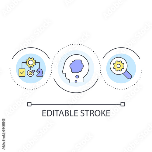 Contextual task analysis loop concept icon. Observational research. User experience design principle abstract idea thin line illustration. Isolated outline drawing. Editable stroke. Arial font used
