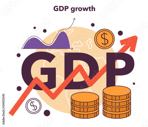 GDP concept. Growing gross domestic product. Monetary measure