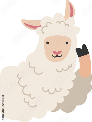 Funny Llama Alpaca icon. Vector illustration