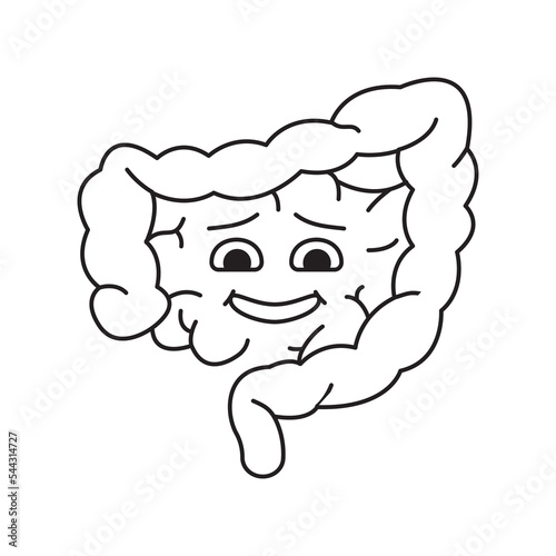 Human organ stomach color line icon. Mascot of emotions.