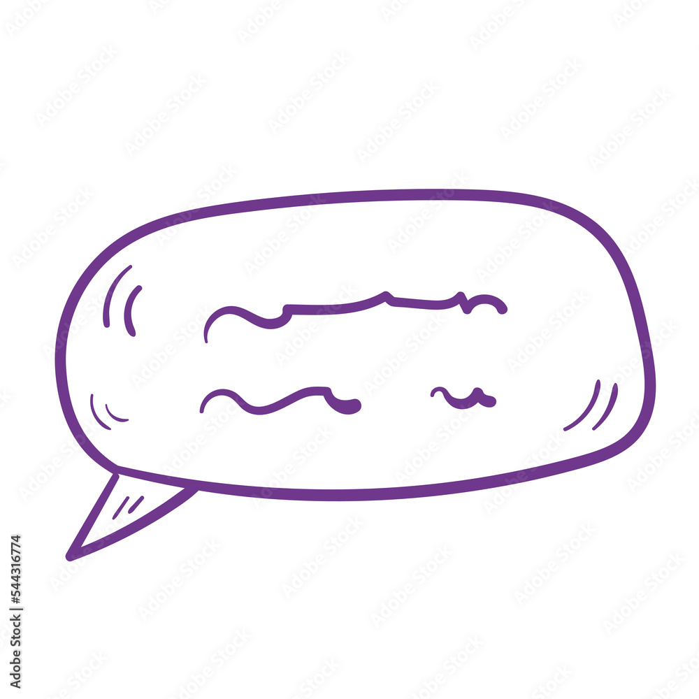 Doodle purple text ballon. Chat line art on white background. Doodle purple text ballon. Chat line art on white background.