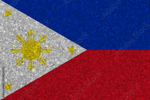 Flag of Philippines on styrofoam texture. national flag painted on the surface of plastic foam