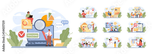 Project tracking concept set. Successful business project planning