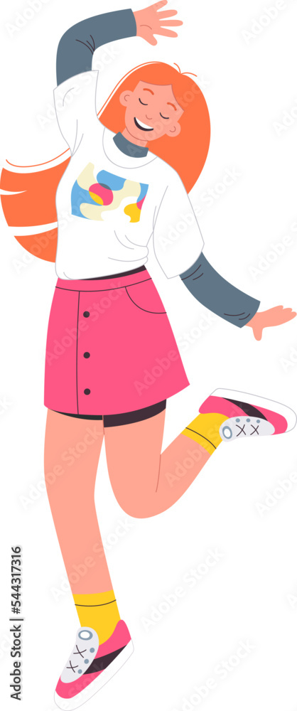 Dancing girl character flat illustration
