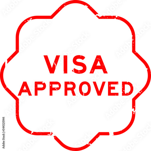 Grunge red visa approved word rubber seal stamp on white background