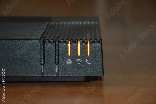 A closeup of an internet box