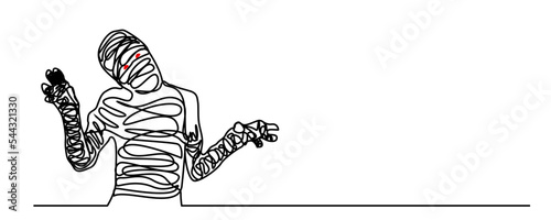 continuous line Scary mummy on Halloween