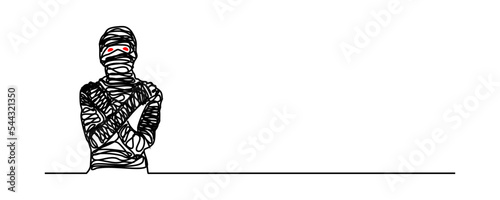 continuous line Scary mummy on Halloween