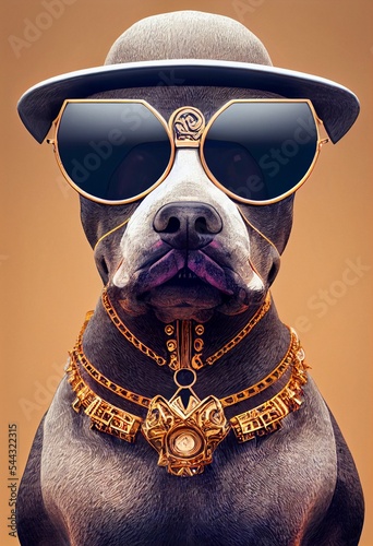Midjourney abstract render of gangsta dog © Schneestarre