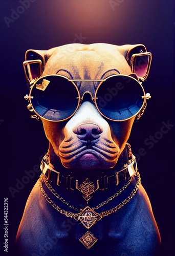 Midjourney abstract render of gangsta dog