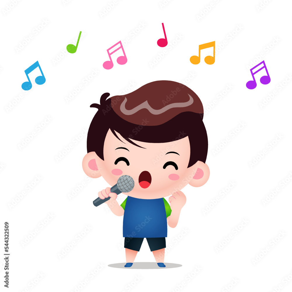 Expressive Singing Boy With Microphone In Hand Expressive Singing Boy With Microphone In Hand